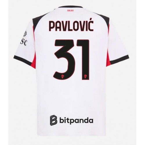 AC Milan Strahinja Pavlovic #31 Replika Bortatröja 2025-26 Kortärmad AC Milan Strahinja Pavlovic #31 Replika Bortatröja 2025-26 Kortärmad
